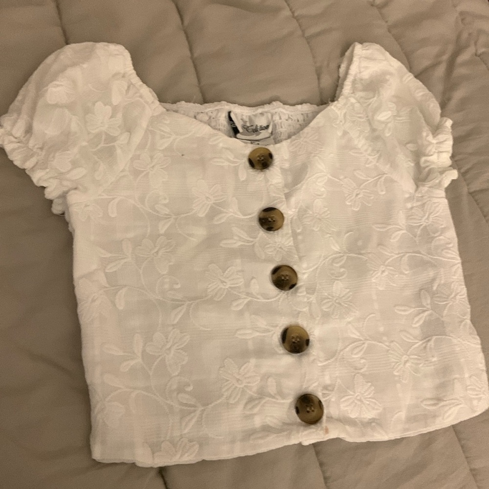 White button down crop top